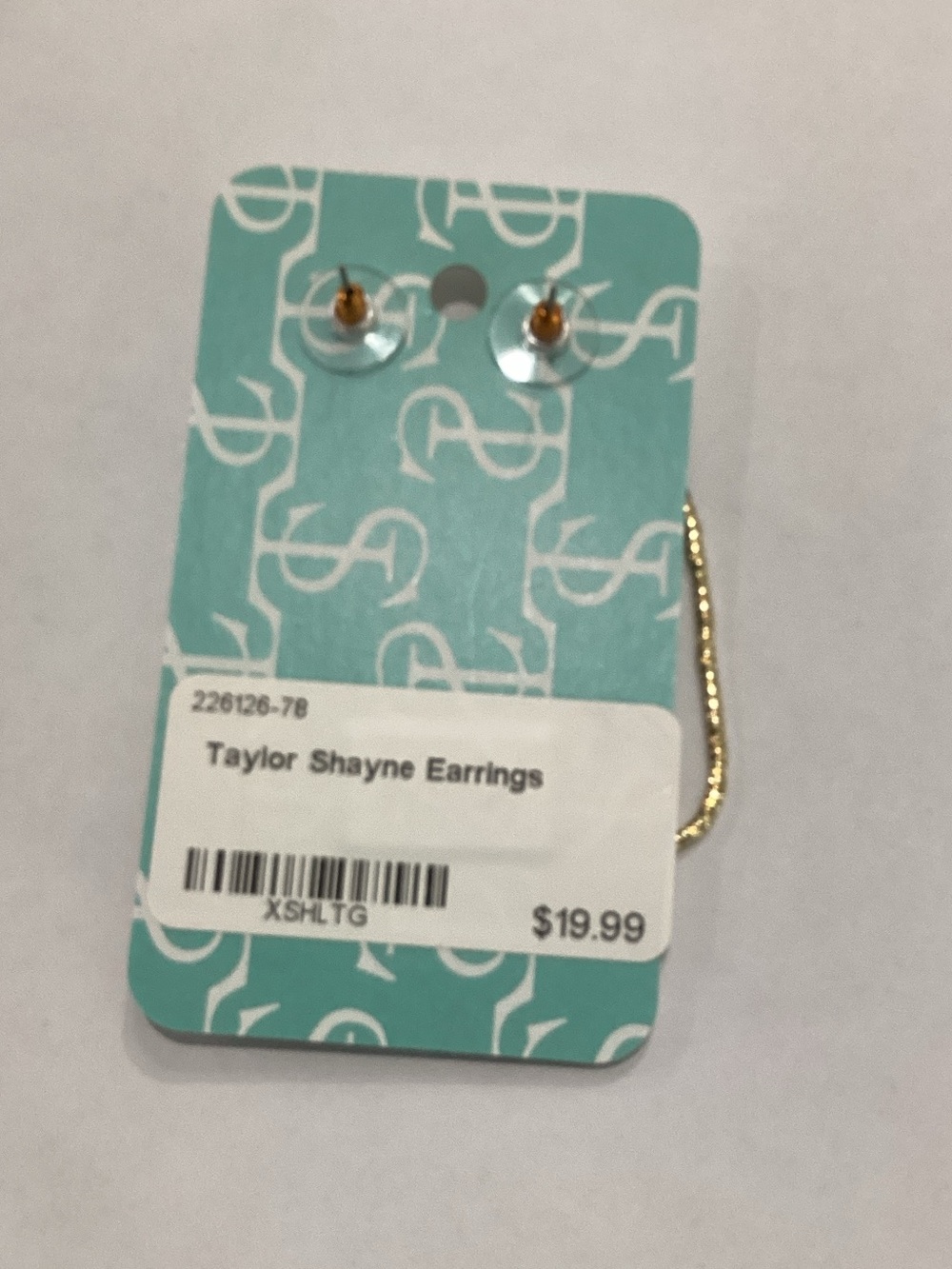 Gold Textured Open Rectangle Drop Earrings - Hammered Finish - Picture 4 of 4